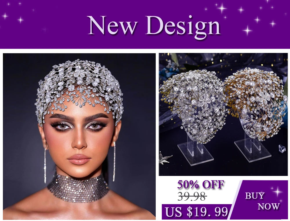 YouLaPan Luxury Wedding Headpiece Rhinestone Hair Vine for Bride Headwear Alloy Flower Headband Weding Hair Accessories HP390
