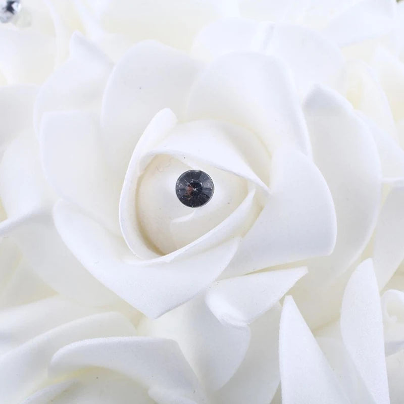 1PC Cheapest PE Rose Bridesmaid Wedding Foam Flowers Rose Bridal Bouquet Ribbon Fake Wedding Bouquet
