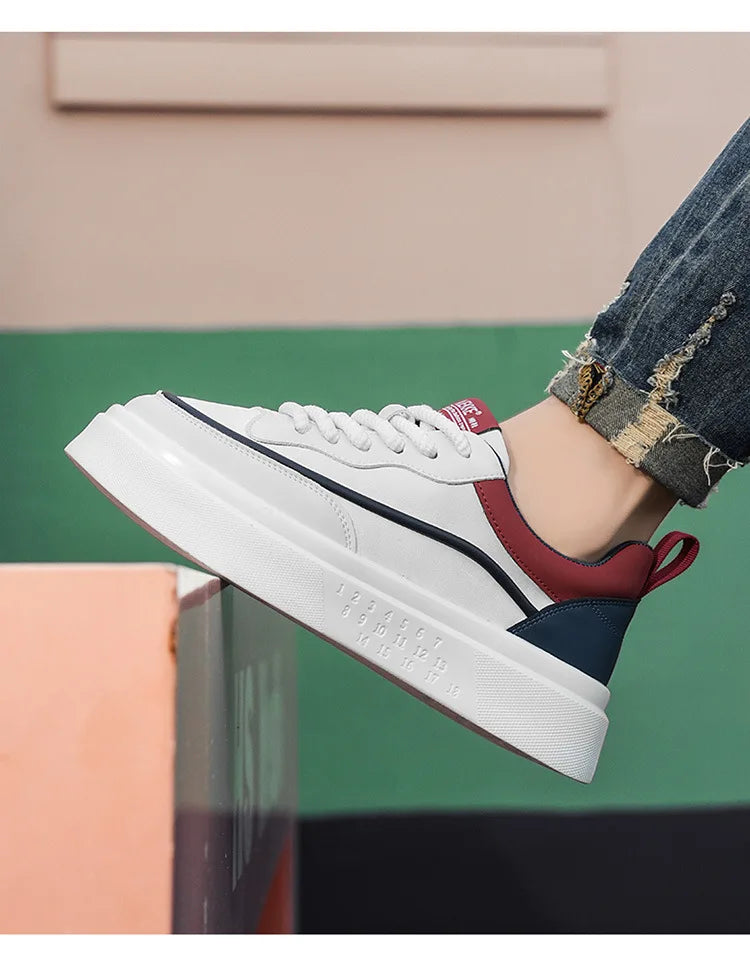 2025 New style fashionable and trendy white sneakers, versatile board shoes, thick-soled height-increasing casual men's shoes