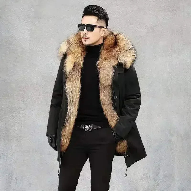 2024 New Casual Winter Men's Down Jacket Fox Fur Men's Coat Coat Men Clothing Coat Winter Jackets Mens Jacket Men Jacket