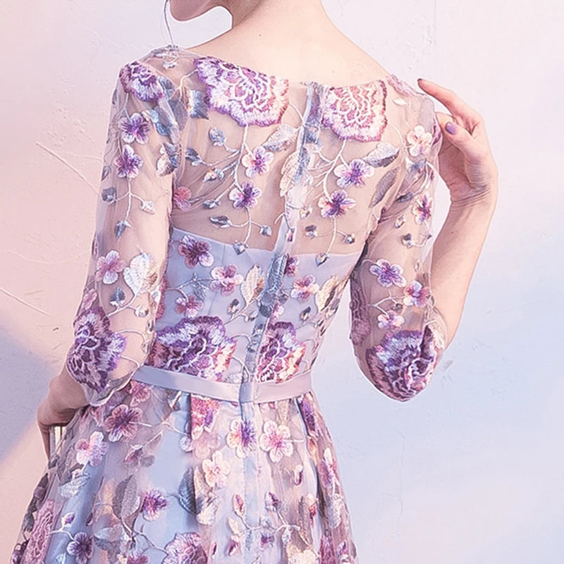 DongCMY New Short Formal Dresses Flowers Vestidos de Noche Bride Elegant Women's Party Dress