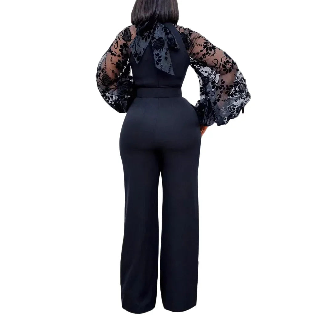 Mesh Jumpsuit Women White Overalls Party Lace Rompers New In Bodysuit One Piece Long Sleeve Summer Long Pants Y2k Spring Work