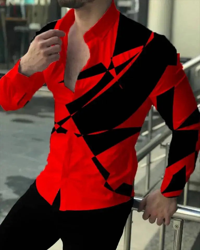 2023 Luxury Men's Shirt Floral Pattern Lapel Long Sleeve Shirt Outdoor Street Fashion Clothing Designer Casual High Quality