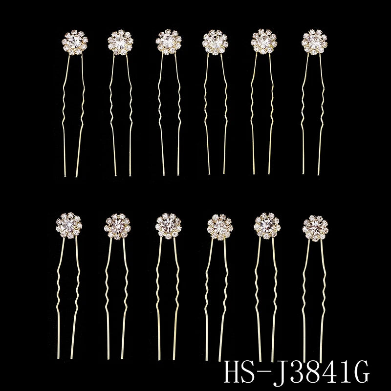 Fashion U-shaped Pin Metal Barrette Clip Pearl Hairpins For Bride Flower Clear Crystal Tiara Wedding Jewelry Hair Accessories