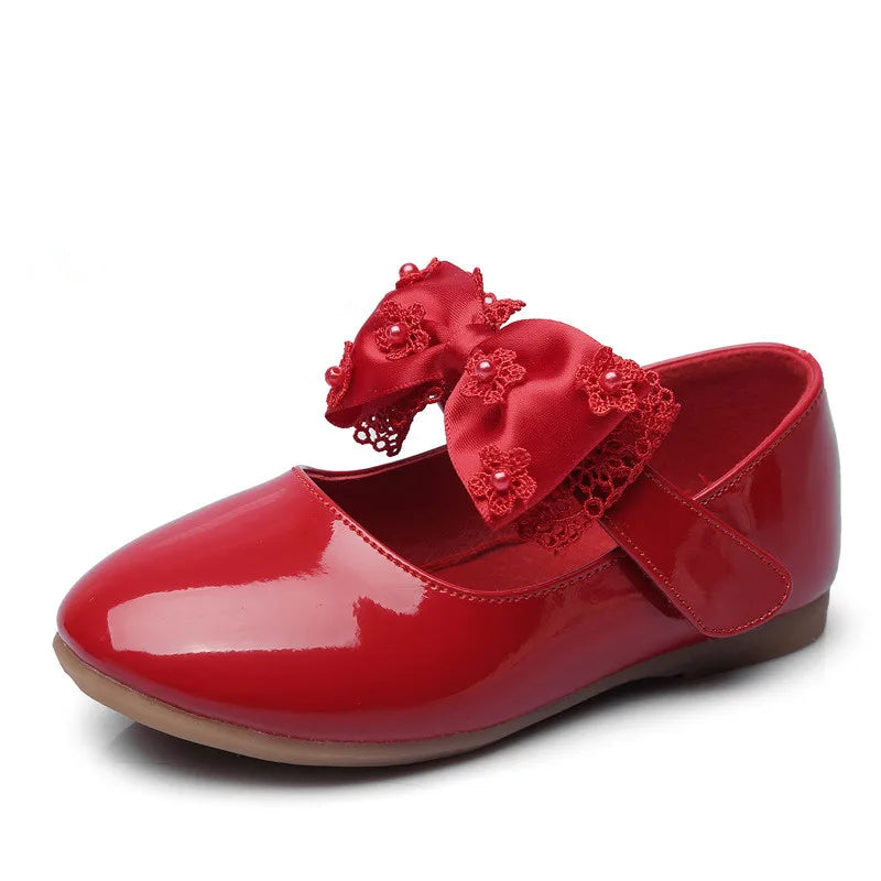 Baby Girls Shoes Kids Wedding Party Shoes Little Girls Patent Leather Shoes Flower Princess Shoes for Dance Red White Black