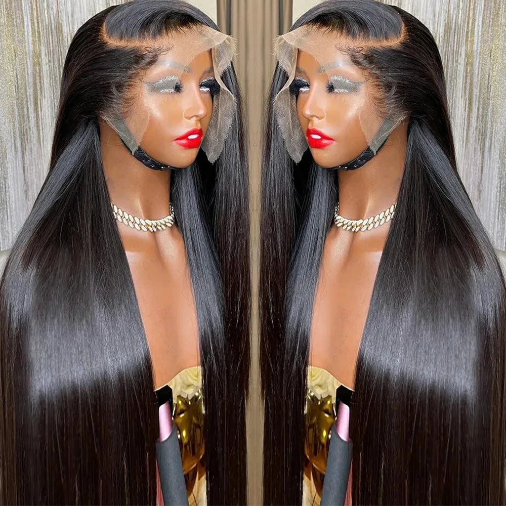 200% 13x4 Bone Straight Lace Front Wigs Human Hair Brazilian Remy Transparent 13x6 HD Lace Frontal Wig 26 28 30 Inch Closure Wig