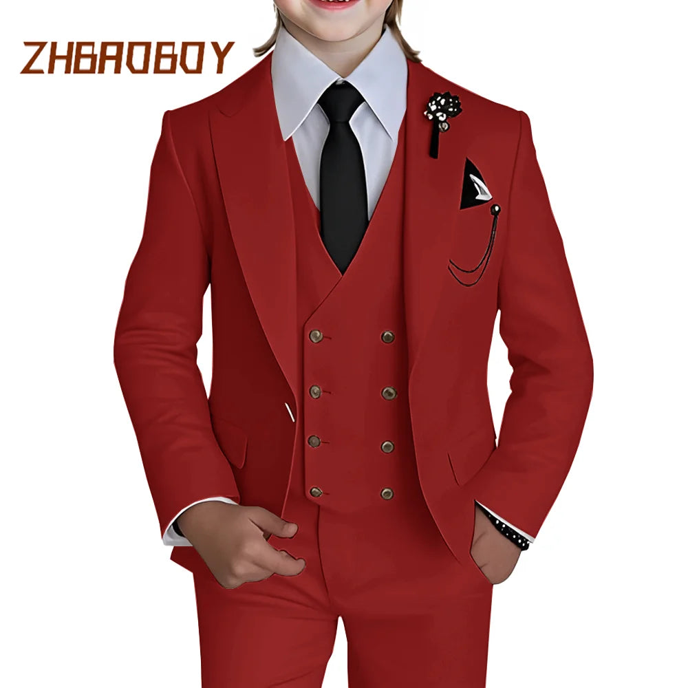 Boy's 3 Piece Suit Slim Fit Suit One Button Formal Wedding Suits Prom Dress Suit