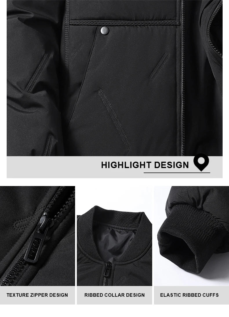 Men's Jacket Autumn Winter Thickened Warm Comfortable Breathable Casual Coat Outdoor Solid Color Windproof Zippered Jacket