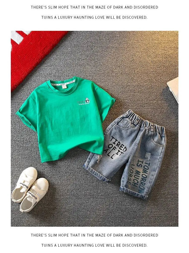 Summer Boys Clothing Set New Baby Children's Cartoon Short Sleeve T-shirt Shorts Two Piece Fashion Boys' Leisure Sports Set