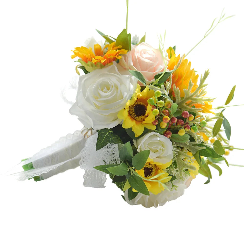 Wedding Supplies Sun Flower Sunflower Holding Flowers Artificial Flower Rose Bridal Bouquet Flower Bouquet Decoration