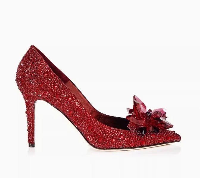 Spring and Autumn 2025 New crystal shoes, thin heels, bridal wedding shoes, pointed bridesmaid high heels women shoes pumps