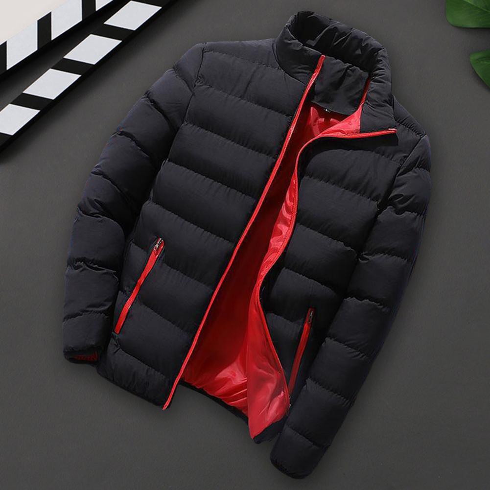 Padded Mens Jackets Winter Casual Windbreaker Stand Collar Thermal Coat Outwear Oversized Outdoor Camping Windproof Jacket