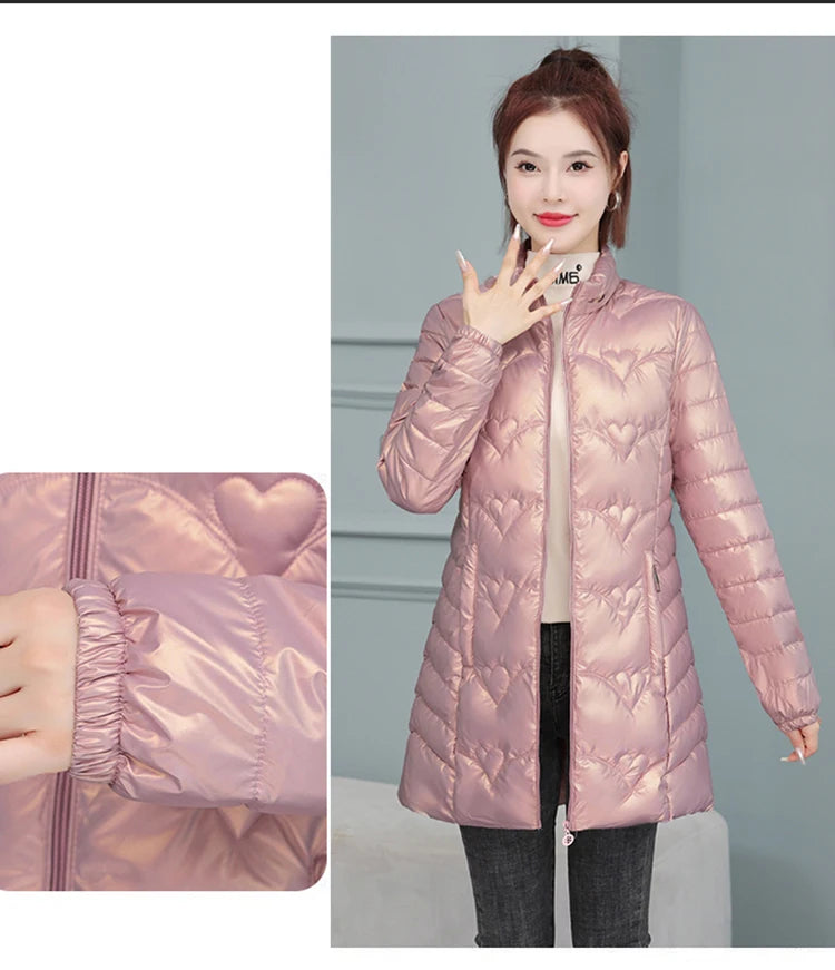 2023 New Winter Jacket Long Coats Women Hooded Glossy DownCotton Jacket Warm Casual Parka Padded Cotton Coat Female