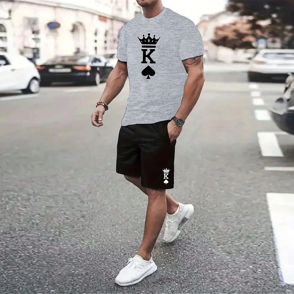 Men's Clothing Suits Summer Casual Breathable Refreshing Suit Print 3D Letters Oversized Fashion Men's Shirt Short Sleeve XS-6XL