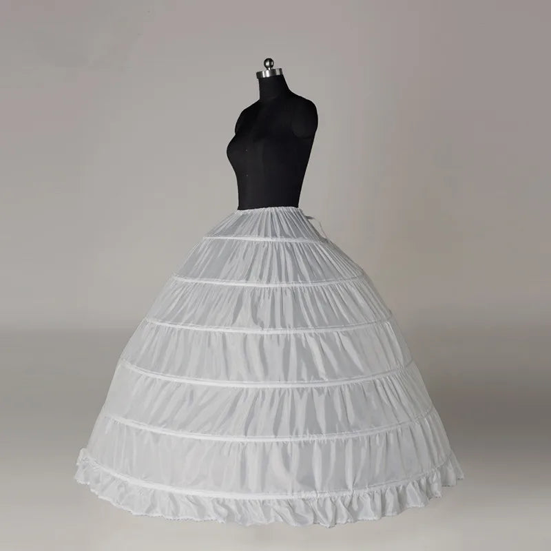 6 Hoop Crinoline Black White Long Wedding Petticoat Ball Gown Dress Underskirt Skirt Half Slips Wedding Accessories