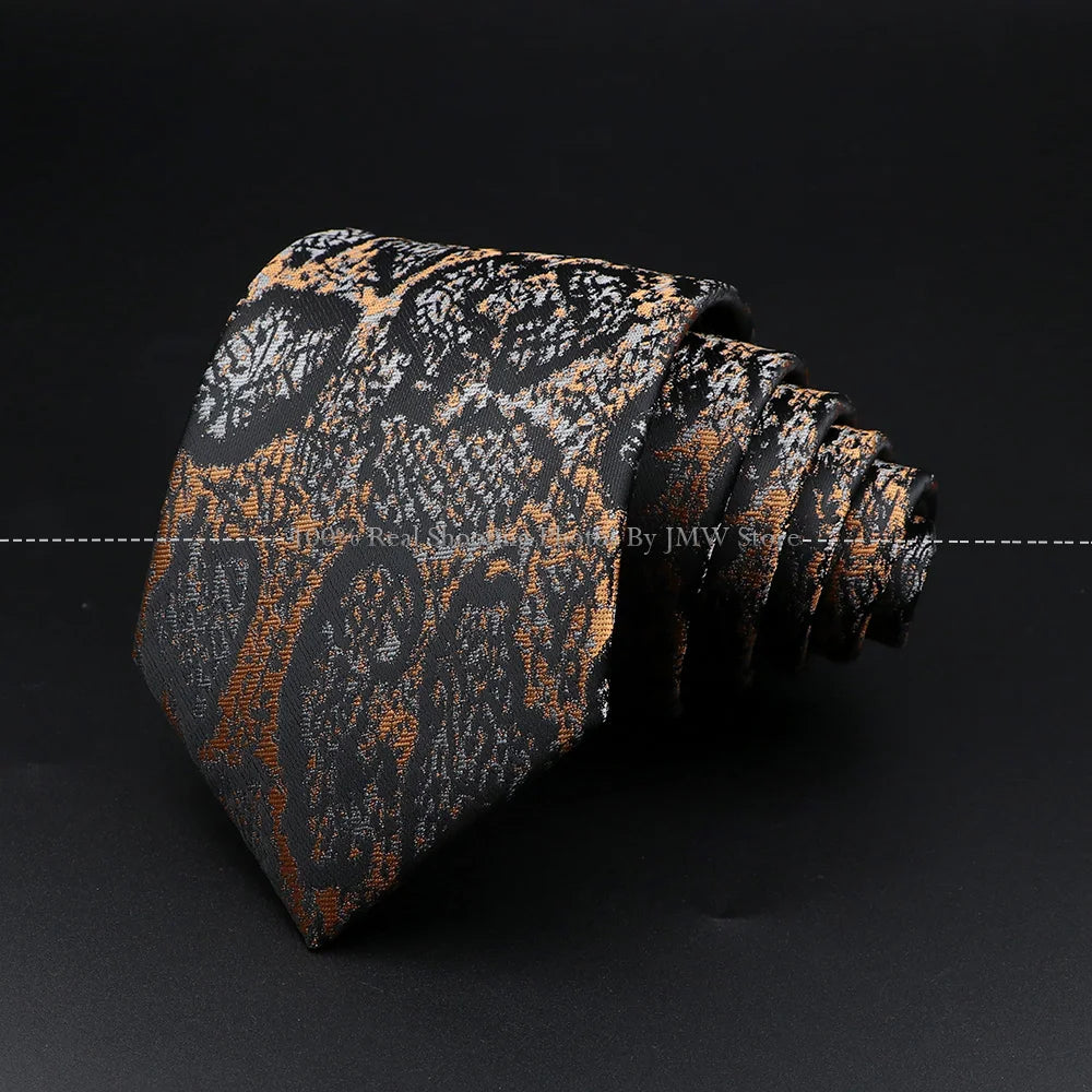 New Design Wedding Men Tie Brown Solid Striped Paisley Flower Neckties Men Business Dropshipping Groom Collar Accessories Gift