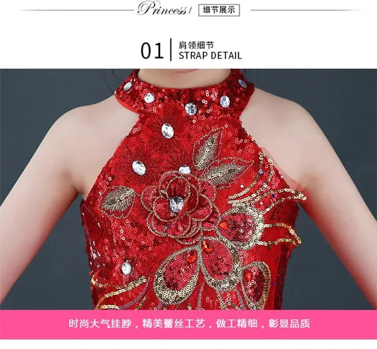 Summer Stage Princess Girls Casual Dresses Sequin Tutu Children Costume Robe Fille Party Baby Clothing Dance Kids Dress Vestidos