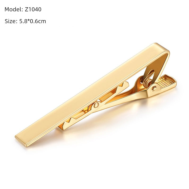 Tie Clip Male Minimalist Silver Fashion Formal Wear All-Match Tie Clip Sub Neckline Clip Laser Sculpture Laser Company Logo