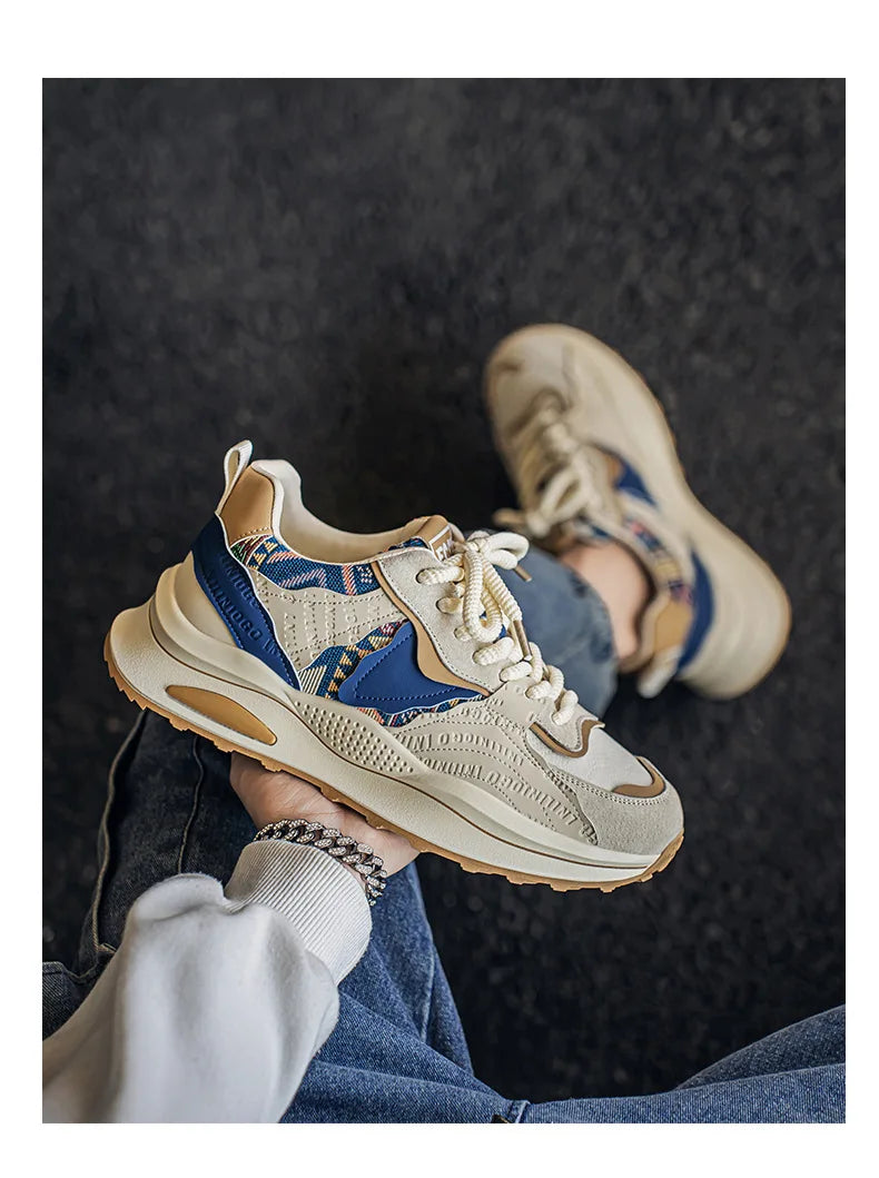 Men Sneakers 2025 Spring Autumn New Comfortable Outdoor Non Slip Running Shoes Trend Wear-resistant Vintage Lace Up Casual Shoes
