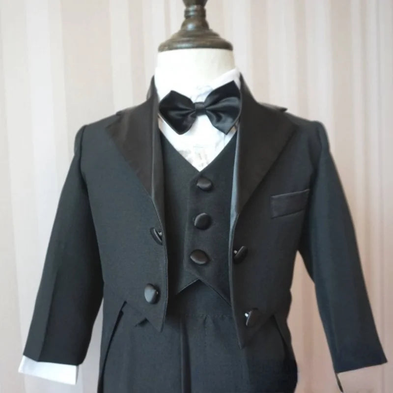Boys Wedding Birthday Party Blazer Tuxedo Baby Boy Christening Outfit Coat Shirt Pant Vest BowTie Gentleman Suit Baptism Clothes