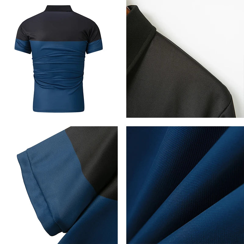 Summer Men's Short sleeved Polo Shirt Business Casual Collar T-shirt Plus Size Breathable Top European and American Plus size