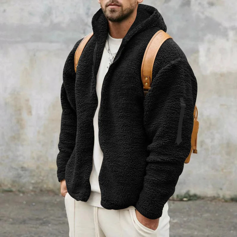 Men's Winter Jacket Warm Loose Casual Fleece Soft Fabric Velvet Skin Friendly Solid Streetwear Fashion Jackets Coats for Men
