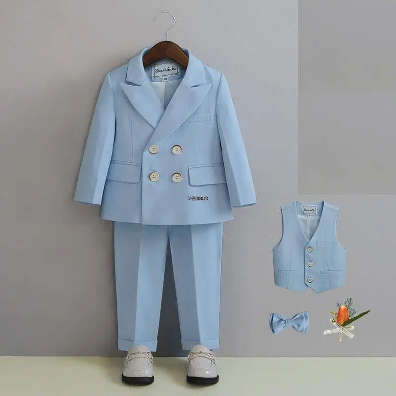Flower Boys Photography Suit Baby Kids Formal Ceremony Costume Children Birthday Wedding Party Dress Performance Tuxedo Set
