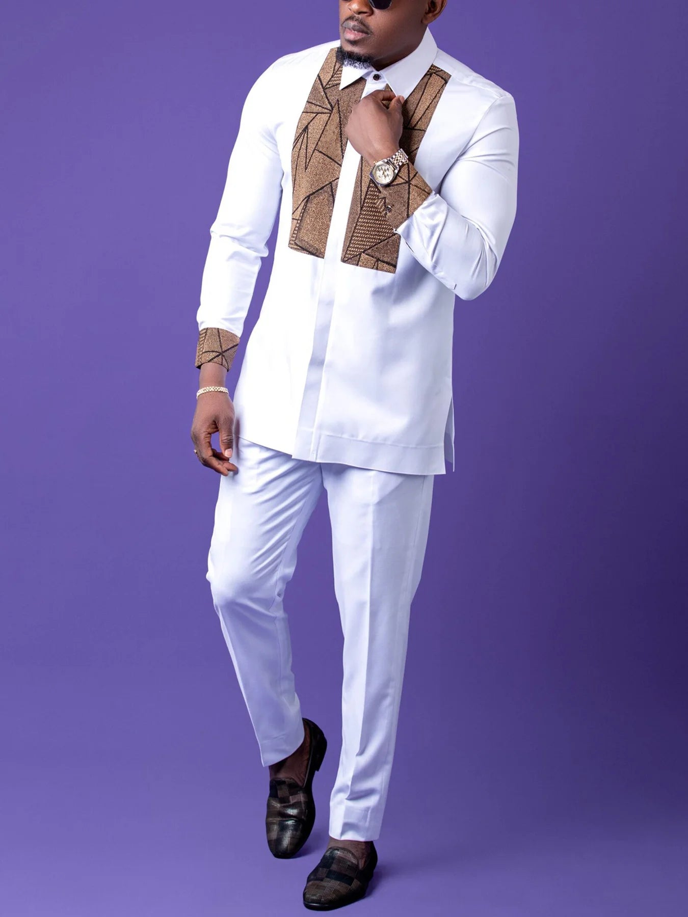 African Traditional Men's Clothing 2Pc Luxury Elegant Full Suits Male Pant Sets To Dress Native Outfit Ethnic Dashiki Kaftan