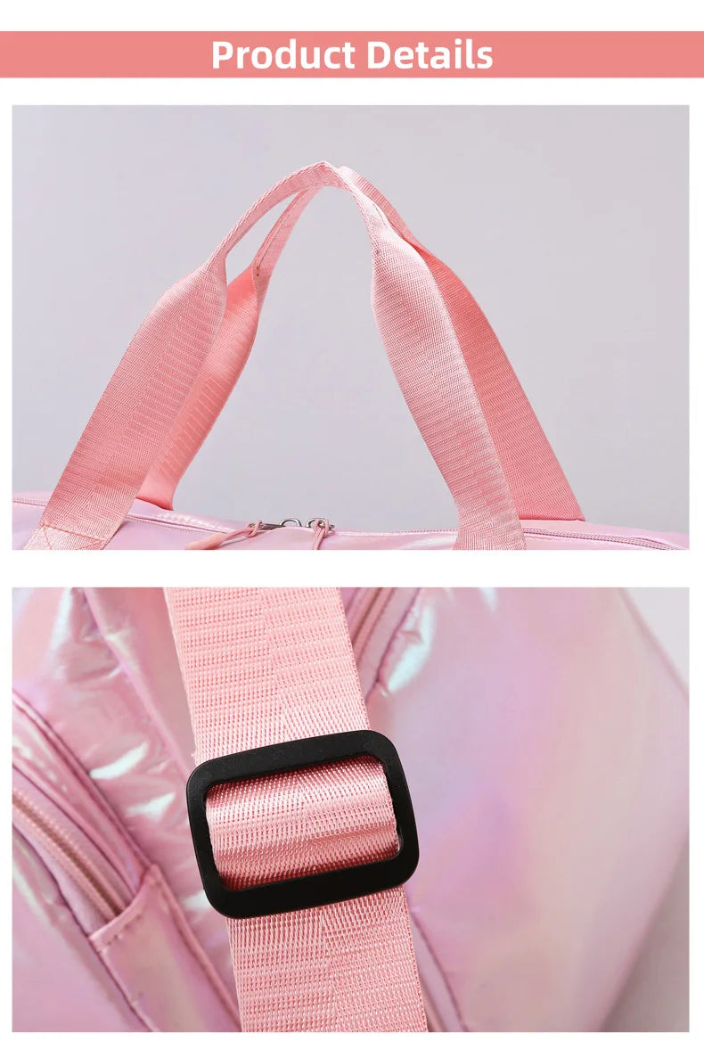 Pearl Glossy Gym Bag Women Fitness Training Handbag Waterproof Yoga Bags Wet Dry Separation Swimming Pack Female Travel Tote Bag