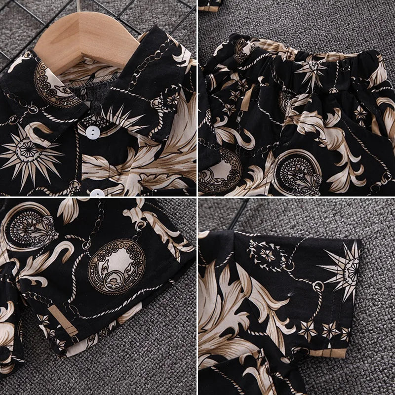 Summer Toddler Baby Boy's Suit Fashion Print Clothes Set Shirt Top Shorts 2PCS Clothing Set For Boys Infant Suits Kids Clothes