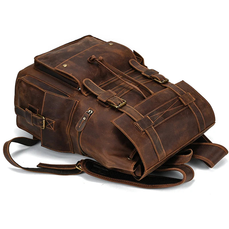 2025 New Arrivals Leather Backpack For Men Male Genuine Leather Laptop Travel Backpack 17 Inch Daypack Shoold Bag Men Male Large