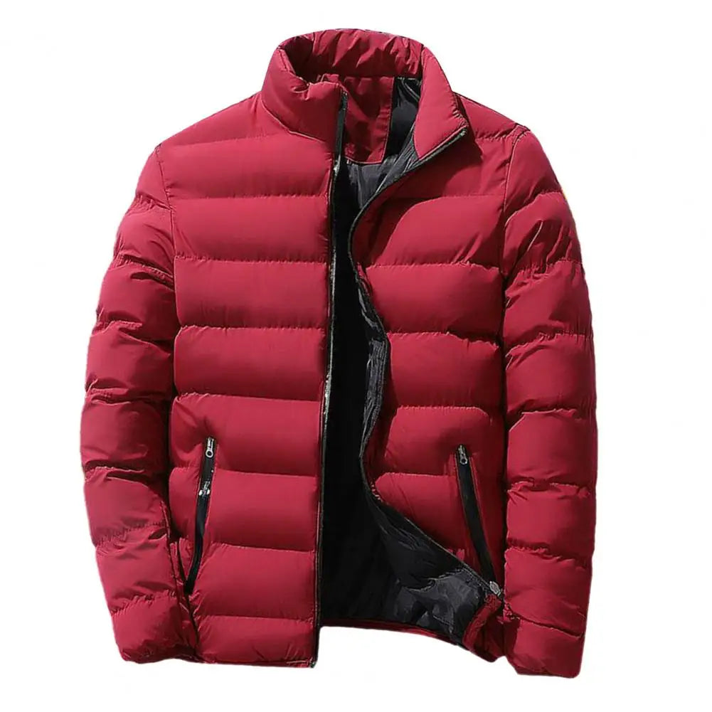 Padded Mens Jackets Winter Casual Windbreaker Stand Collar Thermal Coat Outwear Oversized Outdoor Camping Windproof Jacket