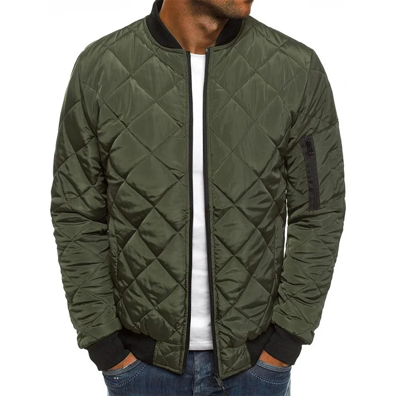 Winter New Jacket Men's Baseball Collar Mesh Pressed Lightweight Jacket Vintage Flight Casual Long Sleeve