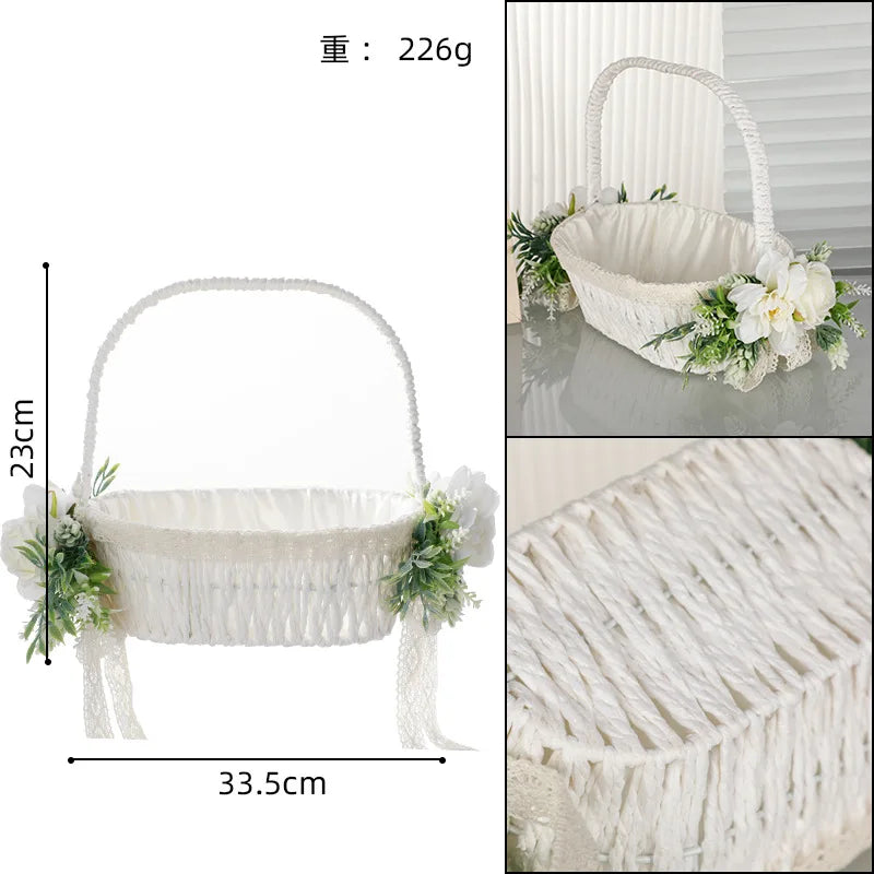 Wedding Decoration Bridesmaid Carrying Basket Wedding Flower Child Scattering Flower Basket Petal Blue Baby Shower Decorations