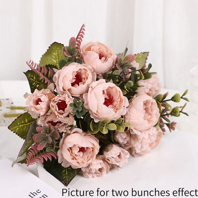 1pcs/30cm Rose Pink Silk Bouquet Peony Artificial Flower Bride Wedding Home Decoration Artificial Flower Wedding Home Decor