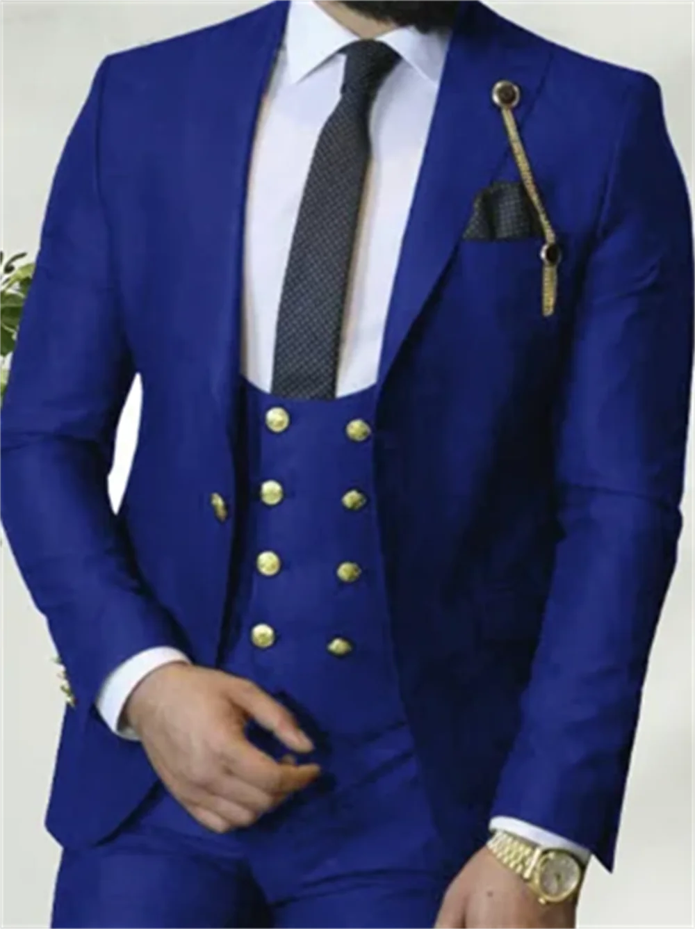 3 Pieces Costume Homme Italian Business Slim Fit Royal Blue Men's Suits Groom Prom Tuxedos Groomsmen Blazer for Wedding