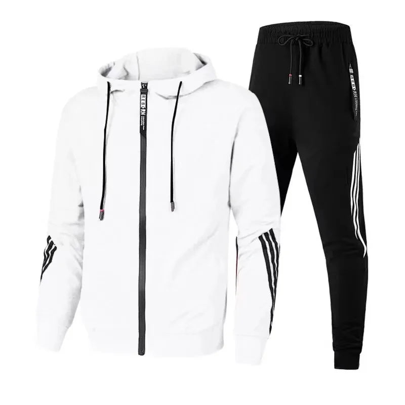 Men's Leisure Sports Set 2025 Spring and Autumn Solid Color Fashion Zipper Coat Men's Running Sports 2-piece Set