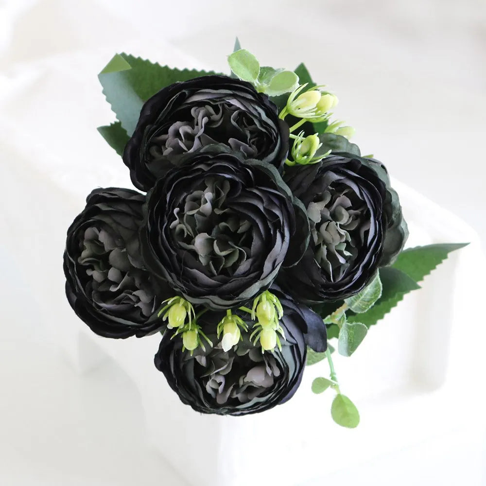 1PC 30CM Fake Roses Silk Peony Artificial Flowers Cheap New Year's Christmas Decorations Vase Home Wedding Bridal Bouquet Indoor