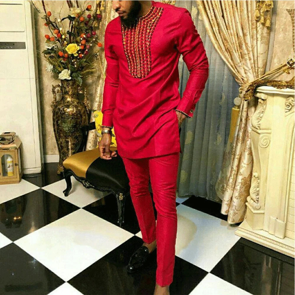 2025 new traditional men's suit luxury gentleman's shirt suit casual travel banquet men's two-piece set fashionable men's suit