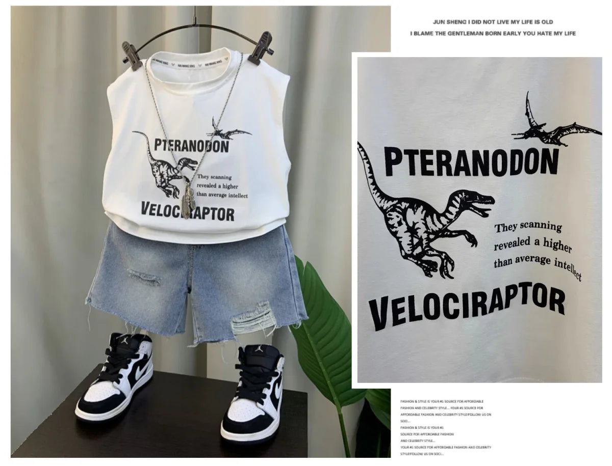 Boys Clothing Set New Fashion Baby Summer Sleeveless Clothing Children's Short Sleeve T-shirt Shorts Two Piece Set