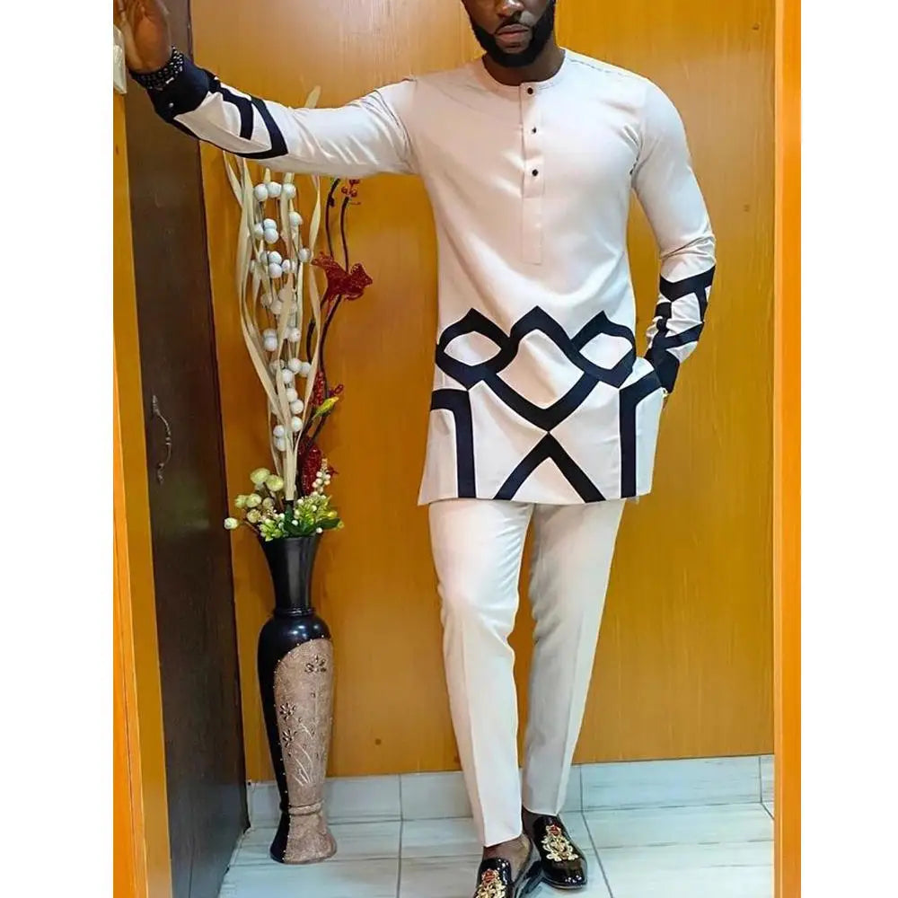2025 new traditional men's suit luxury gentleman's shirt suit casual travel banquet men's two-piece set fashionable men's suit