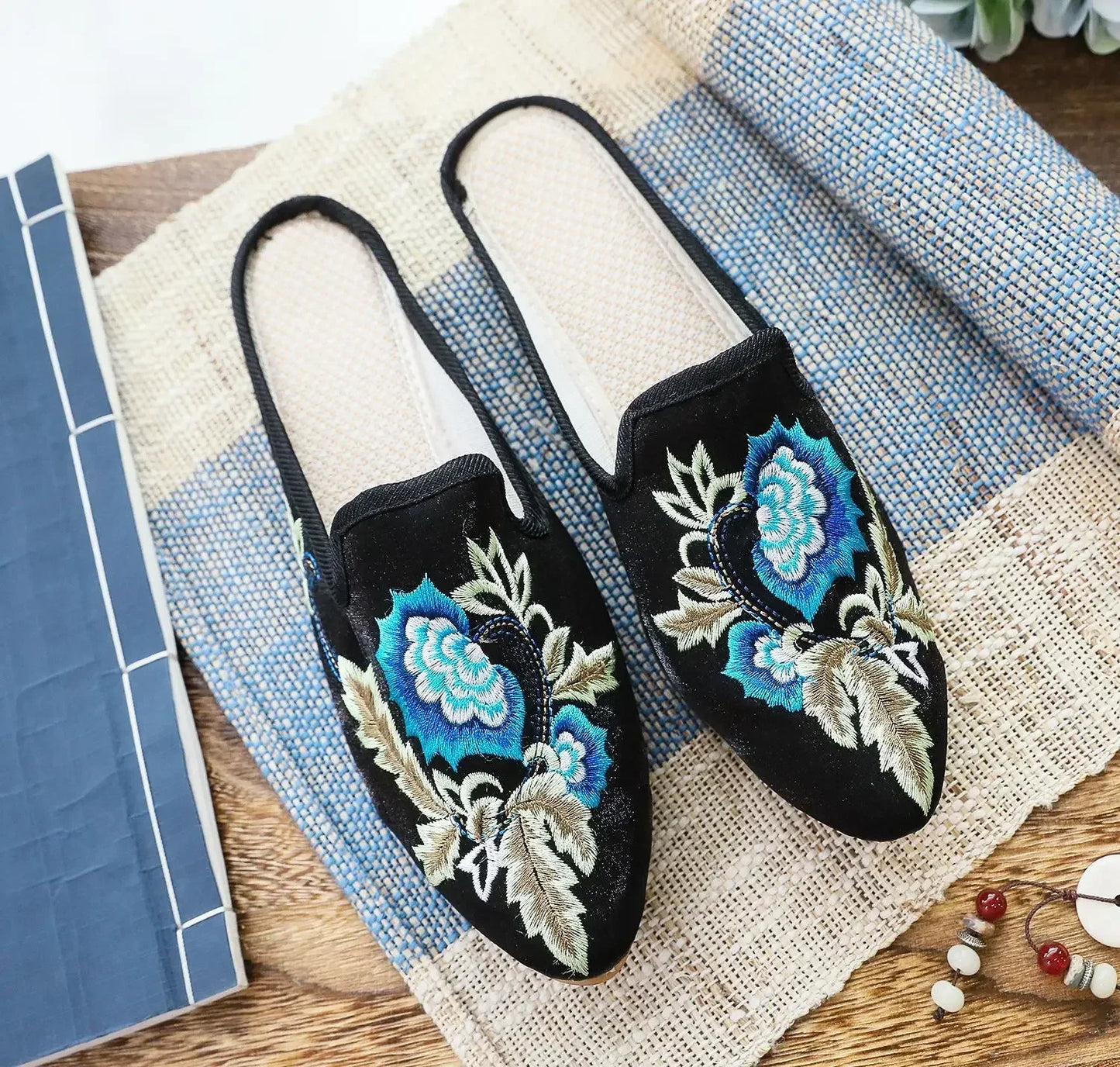Summer Harajuku Chinese Style Women's Slippers Casual Vintage Embroidery Women Shoes Ethnic Style Fashion Streetwear Sandales