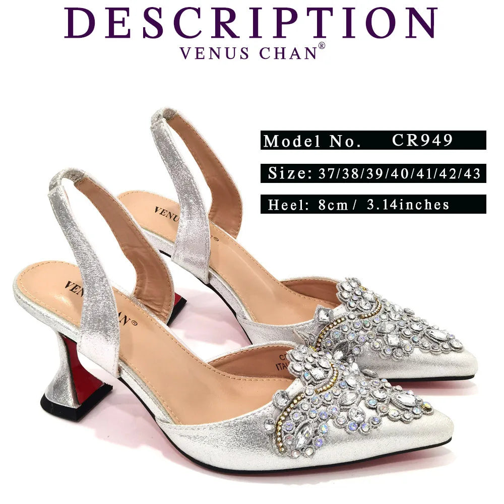 2024 Gold New Shoes For Women Designer Pointed-Toe Luxury Wedding Peach Color Hollowed Out Design Bag and Shoes Matching Set