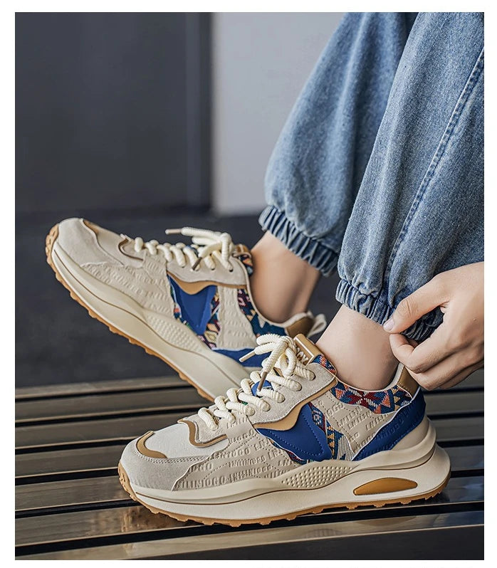 Men Sneakers 2025 Spring Autumn New Comfortable Outdoor Non Slip Running Shoes Trend Wear-resistant Vintage Lace Up Casual Shoes