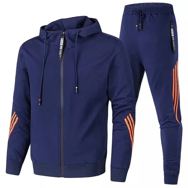Men's Leisure Sports Set 2025 Spring and Autumn Solid Color Fashion Zipper Coat Men's Running Sports 2-piece Set