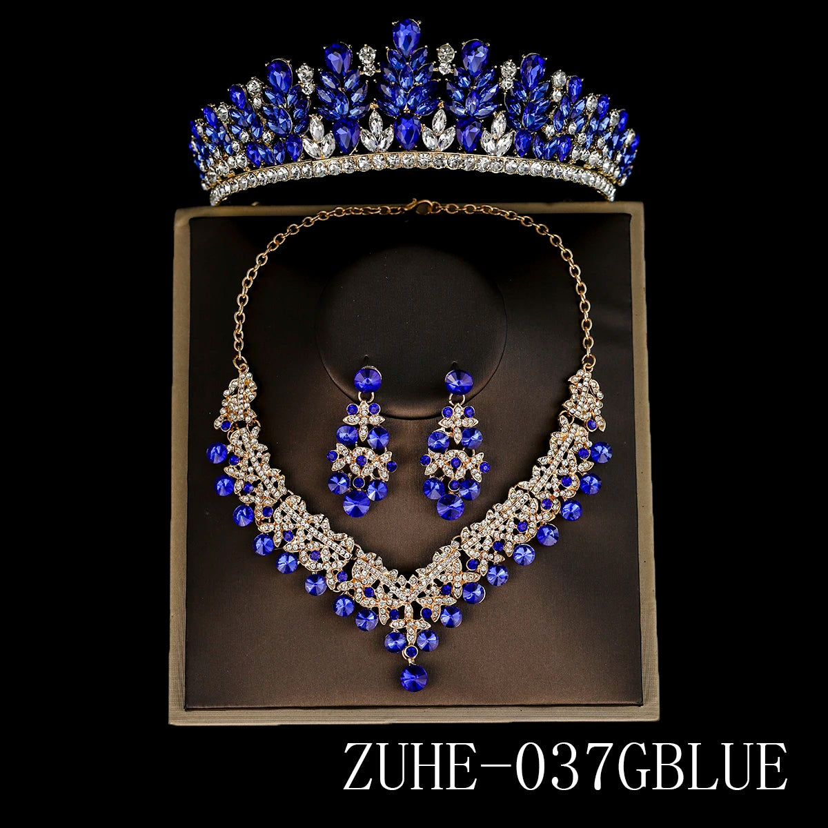Bridal Wedding Elegant Headpieces Crystal Crown Tiara Classic Earrings & Necklace Set Jewelry Accessories Gifts for Friends