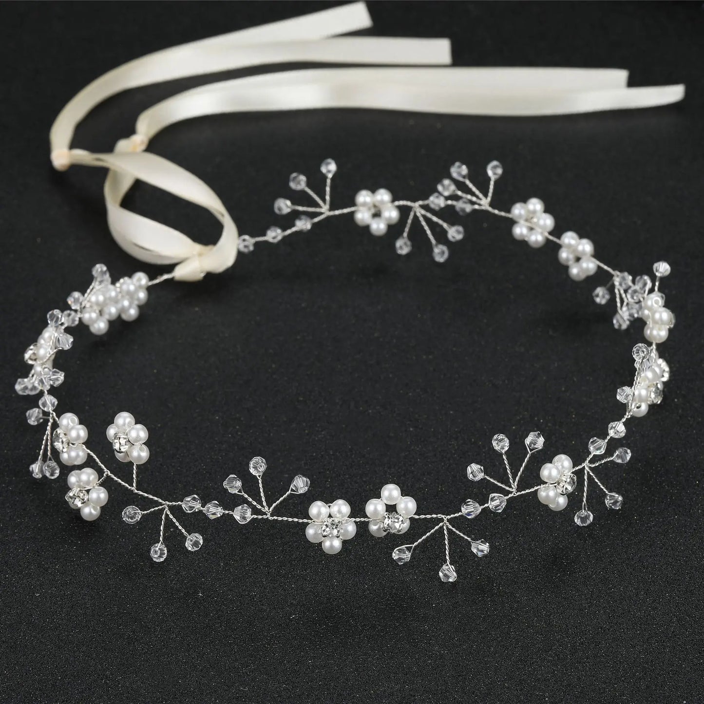 Bridal Wedding Headbands Handmade Bride Tiaras Shiny Rhinestone Flower Hairband Bridal Headpeice Hair Accessories For Women Girl