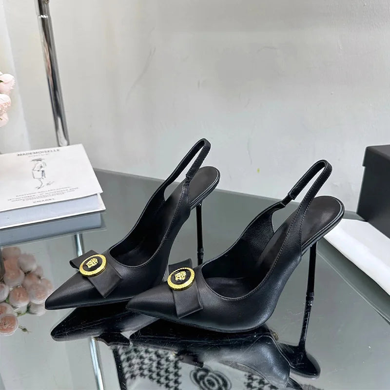 High Heels Women's Thin Heels Pointed French Temperament Bow Light Mouth Single Shoes Women