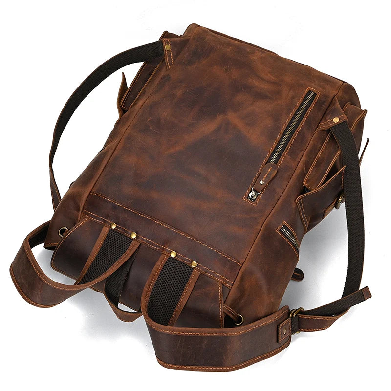 2025 New Arrivals Leather Backpack For Men Male Genuine Leather Laptop Travel Backpack 17 Inch Daypack Shoold Bag Men Male Large