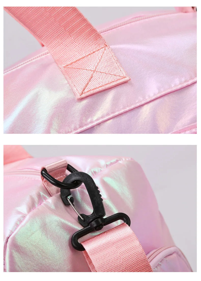 Pearl Glossy Gym Bag Women Fitness Training Handbag Waterproof Yoga Bags Wet Dry Separation Swimming Pack Female Travel Tote Bag